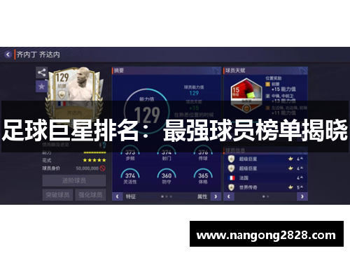 足球巨星排名：最强球员榜单揭晓